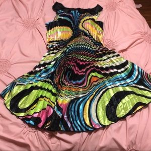 Voir Voir Pleated Colorful Rainbow Dress Size 16